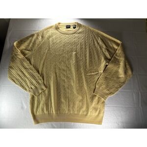 Forte‎ Cable Knit Sweater Mens Large Cashmere Silk Blend Lightweight Soft